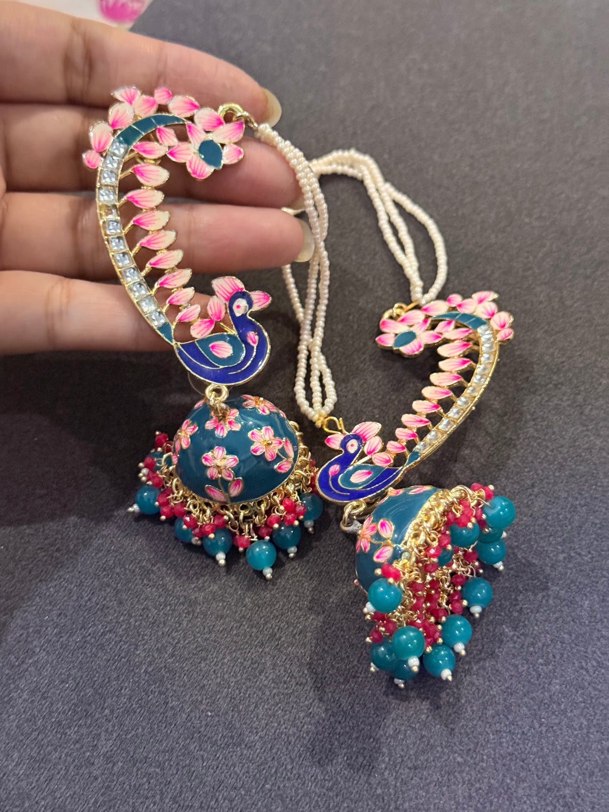 Peacock Meenakari Jhumkay