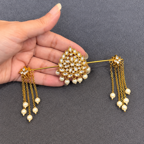 Kundan Pearl Tassel Hair Piece✨