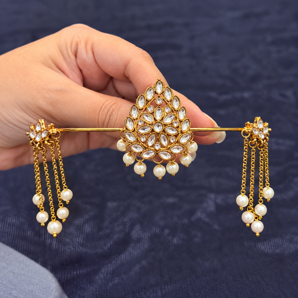 Kundan Pearl Tassel Hair Piece✨