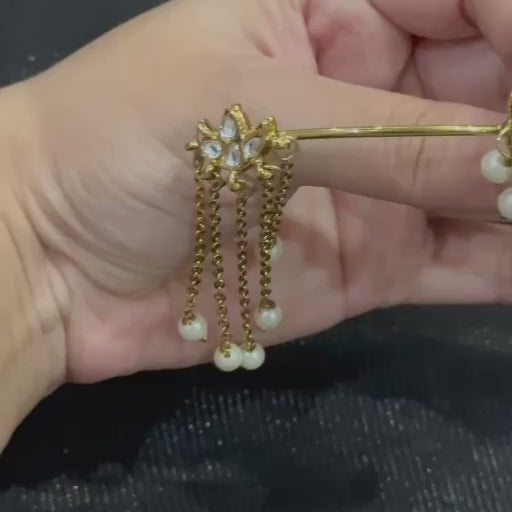 Kundan Pearl Tassel Hair Piece✨